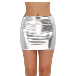 Brand new metallic silver tight miniskirt size sm